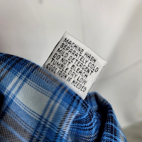 Y2K SouthPole Mens L Blue Plaid Long Sleeve Button Front Shirt Streetwear - Picture 9 of 9